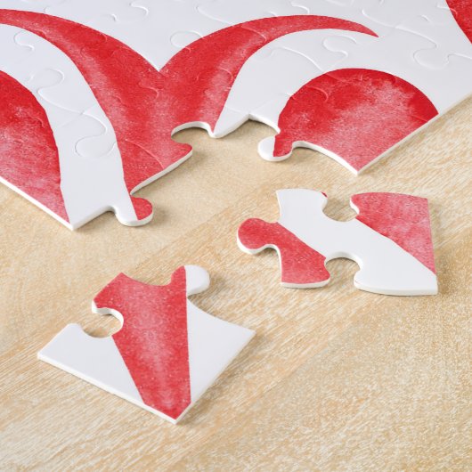 Puzzle Aquarelle rouge arabesque : motif ornemental. (Côté)