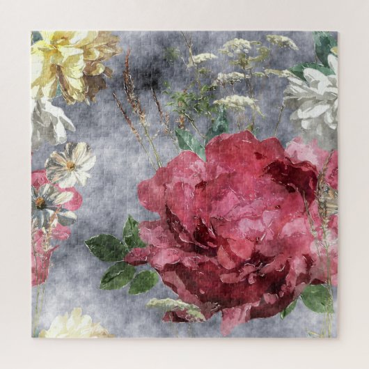 Puzzle Aquarelle rouge Peony motif floral (Vertical)