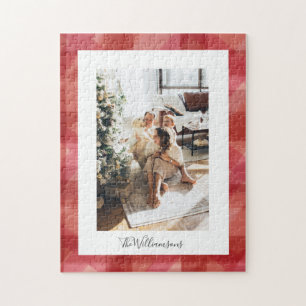 Puzzle Aquarelle rouge Plaid Russe Photo de Noël 