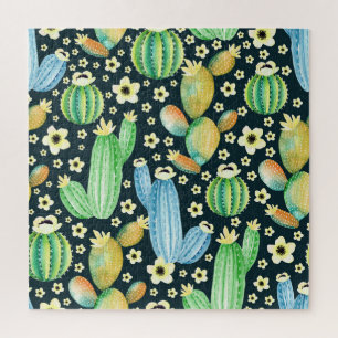 Puzzle Aquarelle Succulente Cactus Motif Floral