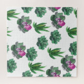 Puzzle Aquarelle Succulente Conception Motif transparente (Horizontal)
