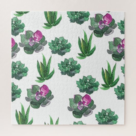 Puzzle Aquarelle Succulente Conception Motif transparente (Vertical)