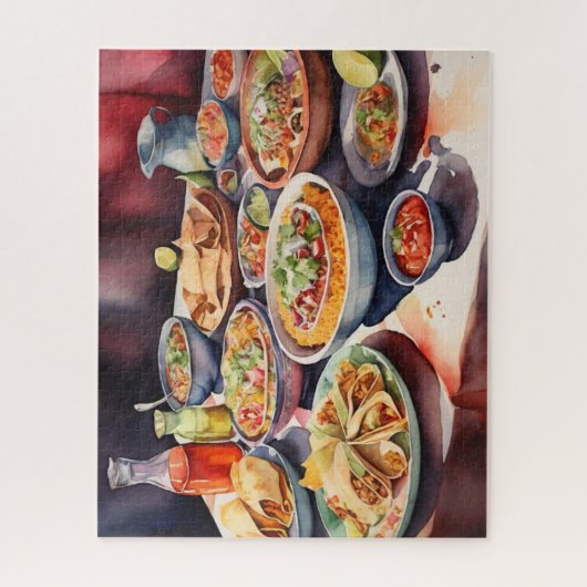 Puzzle Aquarelle Table De Nourriture Mexicaine (Vertical)