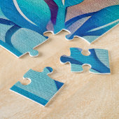 Puzzle Aquarelle Texture Feuille colorée Bordure dorée (Côté)