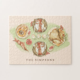 Puzzle Aquarelle Thanksgiving Dîner Famille