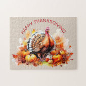 Puzzle Aquarelle Thanksgiving Turquie et Citrouilles (Horizontal)