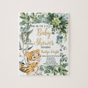 Puzzle Aquarelle Tiger Safari Jungle Baby shower feuille