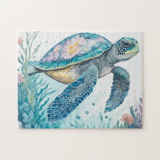 Puzzle Aquarelle Tortue marine Animal marin (Horizontal)