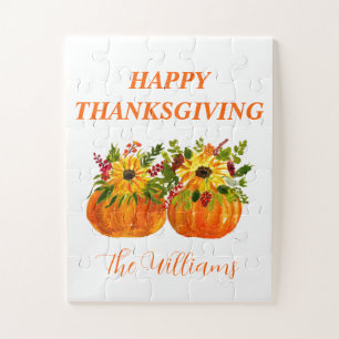 Puzzle Aquarelle Tournesol Thanksgiving Citrouilles Autom