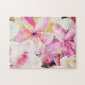 Puzzle Aquarelle tropicale de la plumeria d'Hawaï (Horizontal)