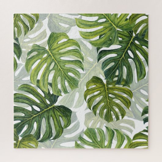 Puzzle Aquarelle tropicale de Monstera verte (Vertical)