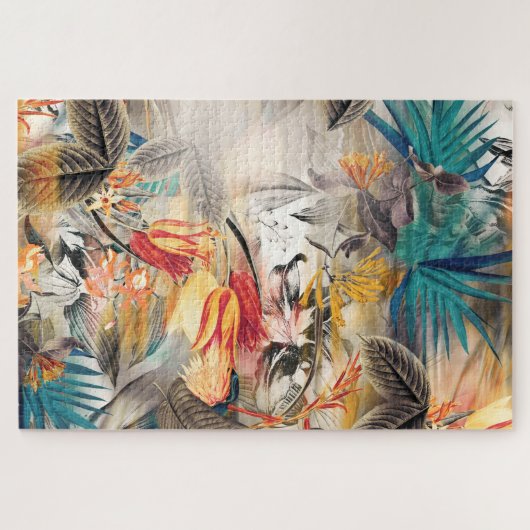 Puzzle Aquarelle tropicale exotique moderne Florale (Horizontal)