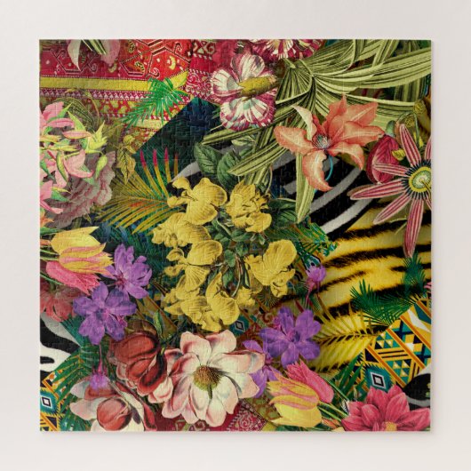 Puzzle Aquarelle tropicale moderne Jaune Floral (Vertical)