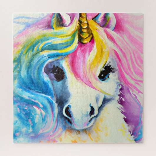 Puzzle Aquarelle Unicorne arc-en-ciel (Vertical)