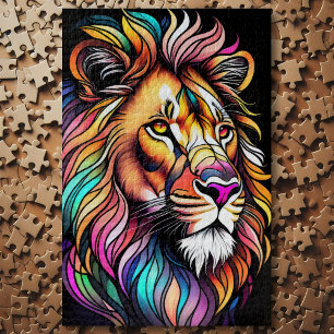 Puzzle Aquarelle Verre verni Style Lion