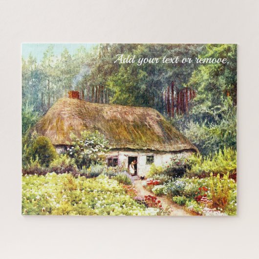 Puzzle Aquarelle victorienne du chalet et jardin anglais, (Horizontal)
