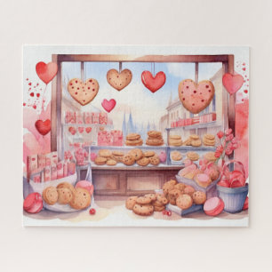 Puzzle Aquarelle Vielle ville Saint Valentin Journée Cook