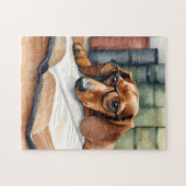 Puzzle Aquarelle Vintage Dachshund Dog (Horizontal)