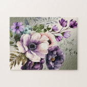 Puzzle Aquarelle violet rose Fleurs Golden Elegant (Horizontal)