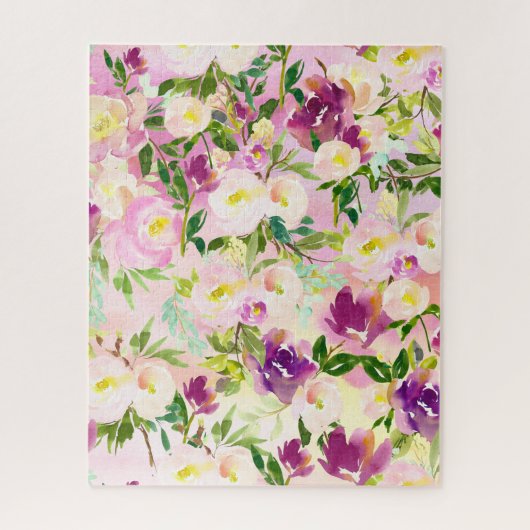 Puzzle Aquarelle violette rose Fille (Vertical)