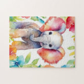 Puzzle Aquarelle vive de l'éléphant (Horizontal)