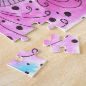 Puzzle Aquarelle vive et fleurs de gribouillis d'encre (Côté)