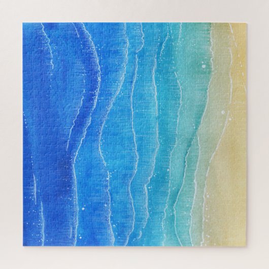 Puzzle Aquarelle vue mer et plage. (Vertical)