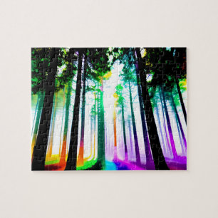 Puzzle Aquarelles Rainbow et Sunshine Forest