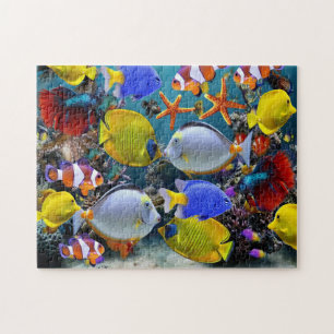 Puzzle aquarium pêche aux poissons tropicaux