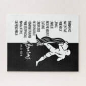 Puzzle Aquarius Zodiac Sign, Black & White (Horizontal)