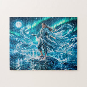 Puzzle Aquarius Zodiaque avec Mage de l'Eau au Clair de L