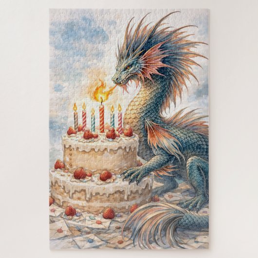 Puzzle Aquatic Dragon Birthday (Vertical)