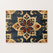 Puzzle Arabesque Ornamental Motif or et tons foncés (Horizontal)