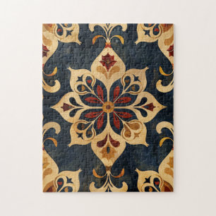 Puzzle Arabesque Ornamental Motif or et tons foncés
