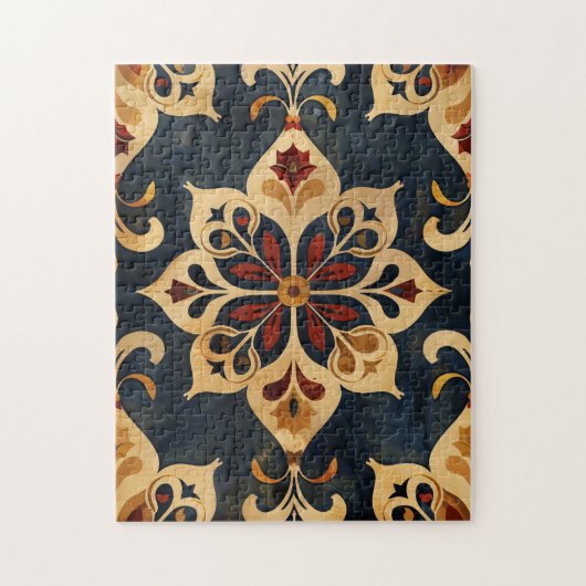 Puzzle Arabesque Ornamental Motif or et tons foncés (Vertical)