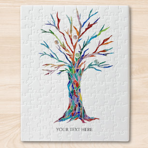 Puzzle Arbre coloré personnalisé avec photo et texte