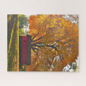 Puzzle arbre d'automne et grange (Horizontal)