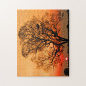 Puzzle arbre de coucher de soleil rouge (Vertical)