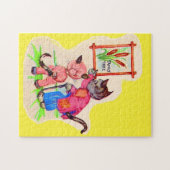 Puzzle arbre de famille kitty cat (Horizontal)