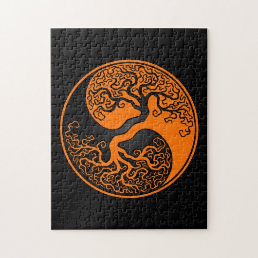 Puzzle Arbre de la vie orange et noir Yin Yang (Vertical)