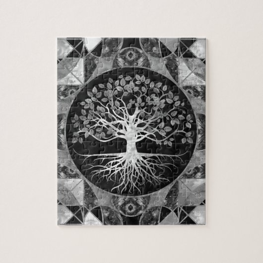 Puzzle Arbre de la vie - pierre gemme de gamme de gris (Vertical)