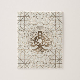 Puzzle Arbre de la vie - Yggdrasil avec de l'or de pastel
