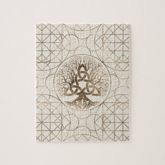 Puzzle Arbre de la vie - Yggdrasil avec de l'or de pastel (Vertical)