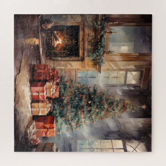 Puzzle Arbre de Noël aquarelle (Horizontal)