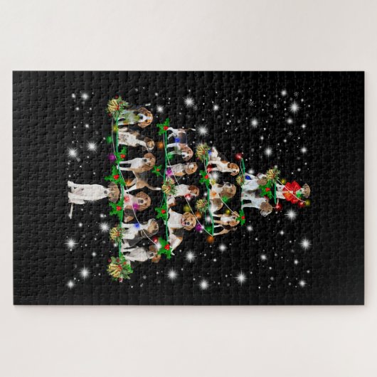 Puzzle Arbre De Noël beagle Couvert De Lampe De Feu (Horizontal)