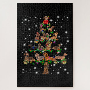 Puzzle Arbre De Noël De Dachshund Couvert De Flamme De F