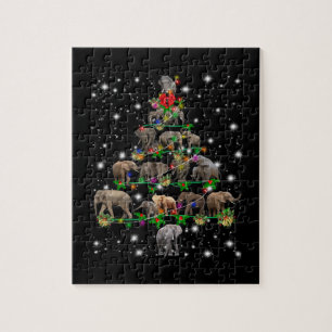 Puzzle Arbre De Noël Des Éléphants Couvert De Flamme D