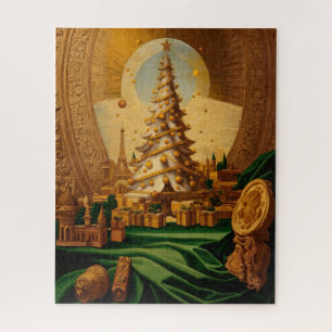 Puzzle Arbre de Noël d'or avec la Tour Eiffel