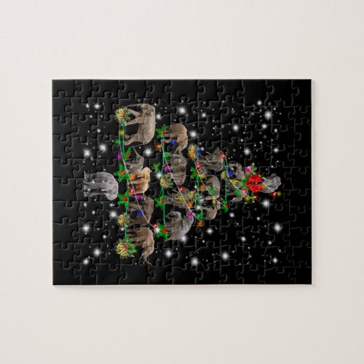 Puzzle Arbre De Noël Éléphant Couvert De Lampe De Feu (Horizontal)