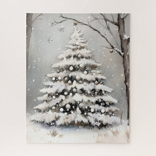 Puzzle Arbre de Noël enneigé Hiver Neige (Vertical)